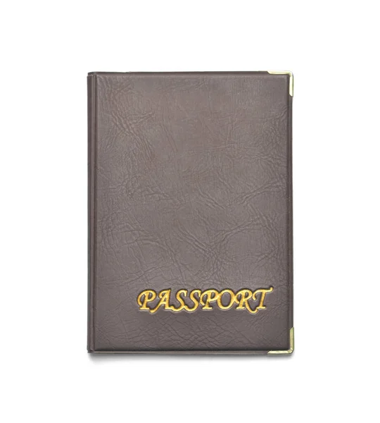 Brown Passport White Background Top View — Stock Photo, Image