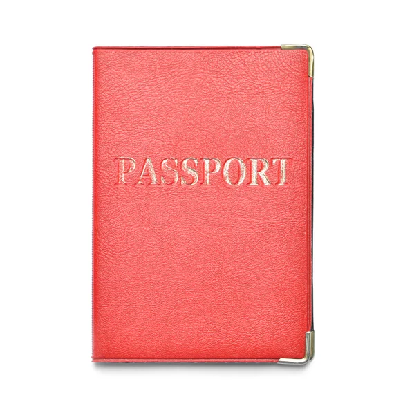 Passaporte Vermelho Fundo Branco Vista Superior — Fotografia de Stock