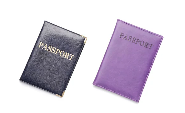 Pasaportes Diferentes Sobre Fondo Blanco — Foto de Stock