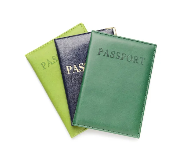 Pasaportes Diferentes Sobre Fondo Blanco — Foto de Stock