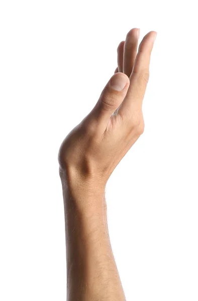 Joven Mano Masculina Sobre Fondo Blanco — Foto de Stock