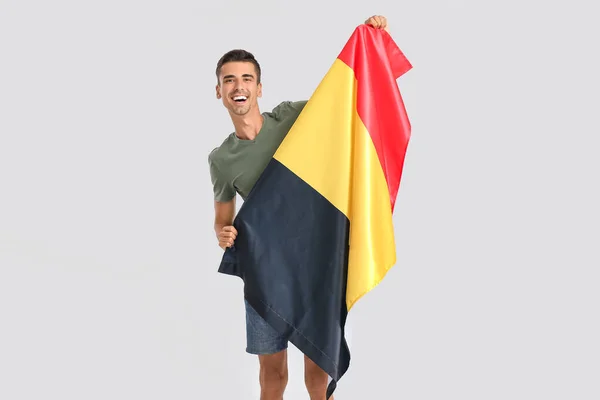 Νεαρός Σημαία Βελγίου Ανοιχτό Φόντο — Φωτογραφία Αρχείου