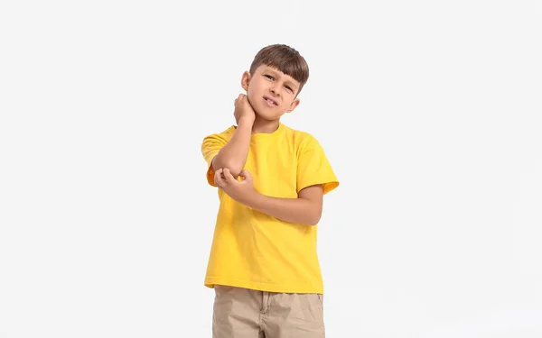 Little Boy Scratching Himself White Background — Stock Photo, Image