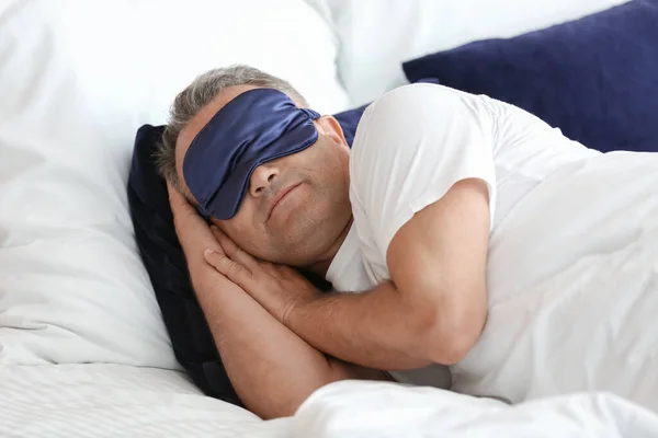Mature Man Sleeping Bed — Stock Photo, Image