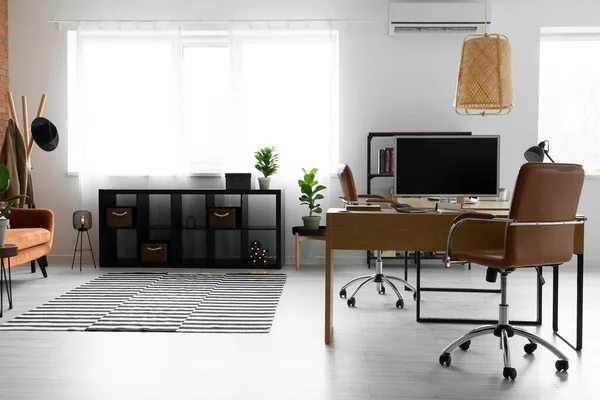 Workplace Modern Computer Light Office — Stock Photo, Image