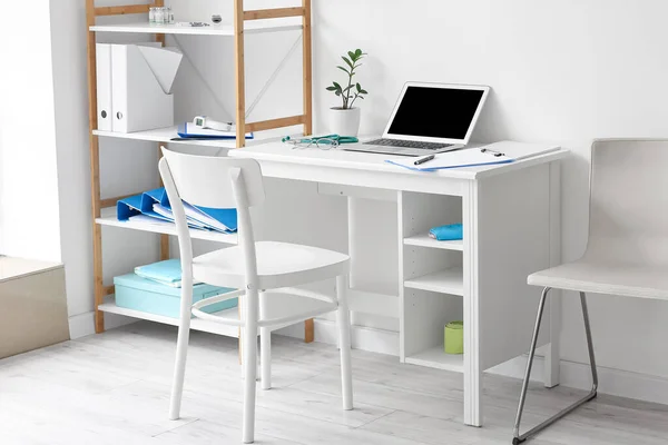 Doctor Workplace Laptop Medical Office — Stock Photo, Image