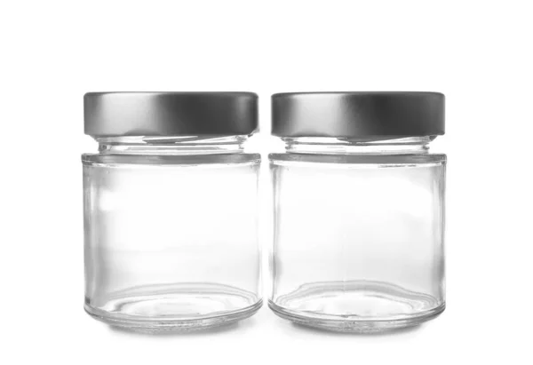 Two Glass Jars White Background — Stock Photo, Image