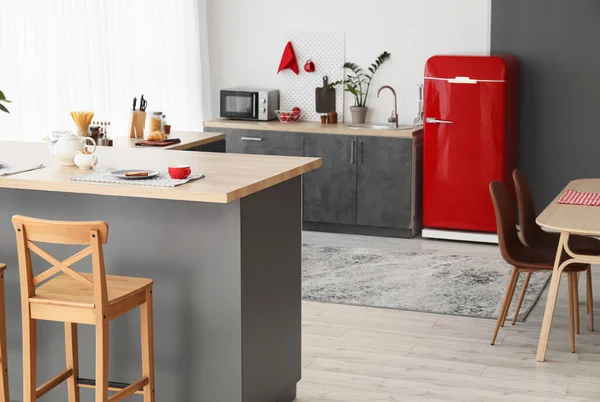 Lekker Ontbijt Tafel Moderne Keuken — Stockfoto