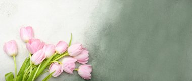 Renkli arkaplan üzerinde güzel laleler ve metin için boşluk