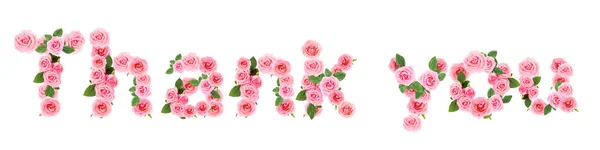 Text Danke Aus Blumen Auf Weißem Hintergrund — Stockfoto