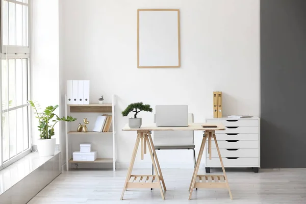 Intérieur Chambre Élégante Avec Lieu Travail Moderne — Photo