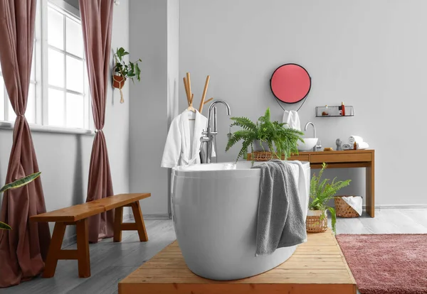 Interior Stylish Bathroom Beautiful Houseplants — Stock Photo, Image
