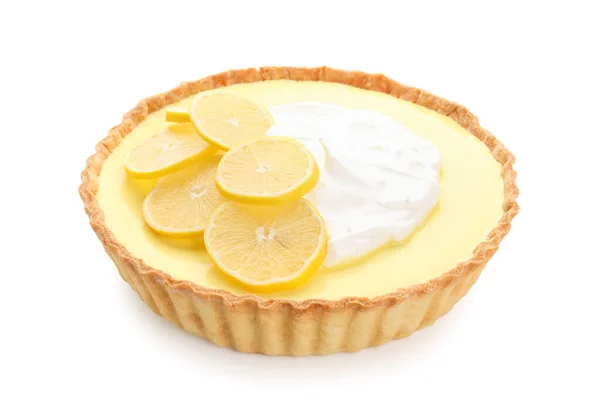 Gustosa Torta Limone Forno Sfondo Bianco — Foto Stock