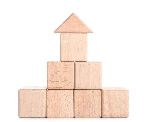 Wooden Cubes Blocks White Background — Stock Photo, Image