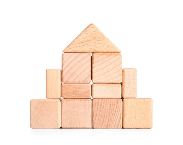 Wooden Cubes Blocks White Background — Stock Photo, Image