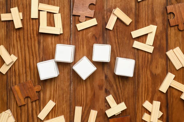 Cubes Blocks Puzzle Pieces Wooden Background — Stock Photo, Image