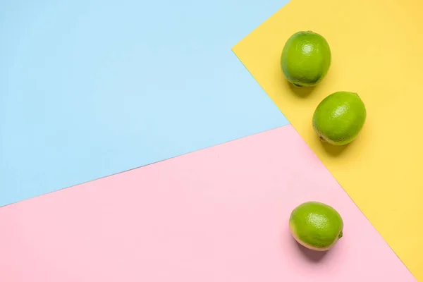Fresh Ripe Limes Color Background — Stock Photo, Image