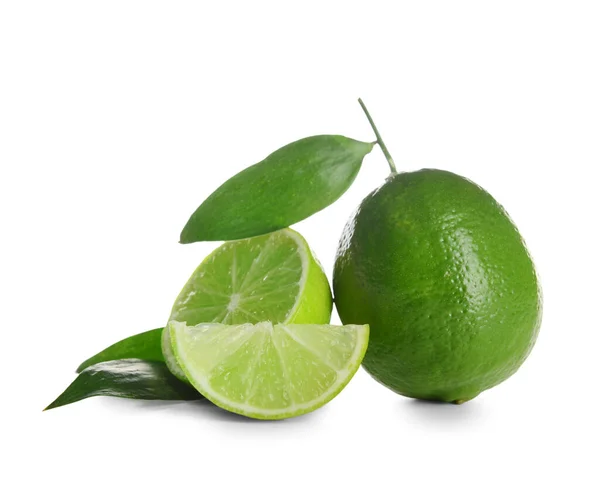 Fresh Juicy Limes White Background — ストック写真