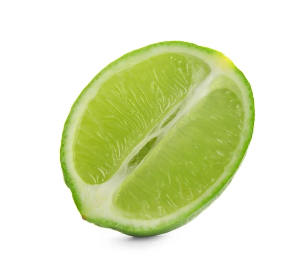 Half Fresh Juicy Lime White Background — Stock Photo, Image