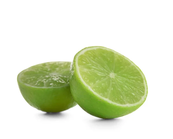 Halves Fresh Juicy Limes White Background — Stock Photo, Image