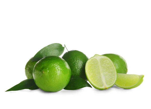 Fresh Juicy Limes White Background — ストック写真
