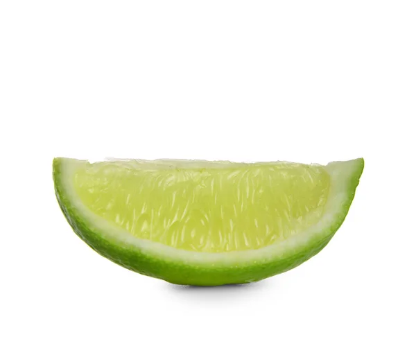 Piece Fresh Lime White Background — Stock Photo, Image
