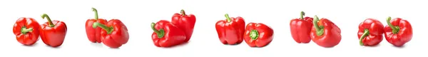 Set Reifer Roter Paprika Isoliert Auf Weiß — Stockfoto