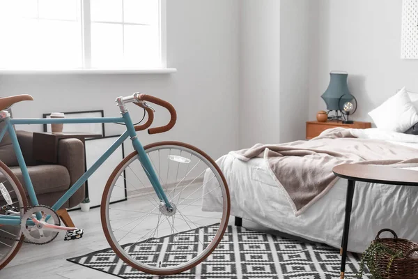 Bicycle Light Bedroom Interior — Stock Photo, Image