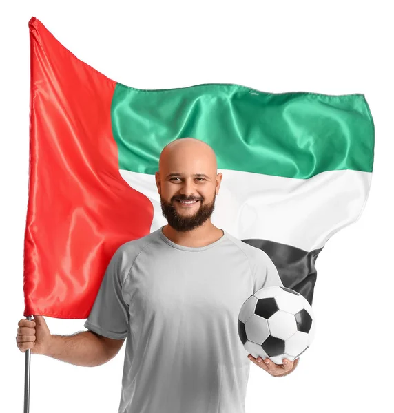 Man Ball Flag Uae White Background — Zdjęcie stockowe