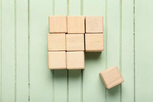 Cubes Green Wooden Background — Stock Photo, Image