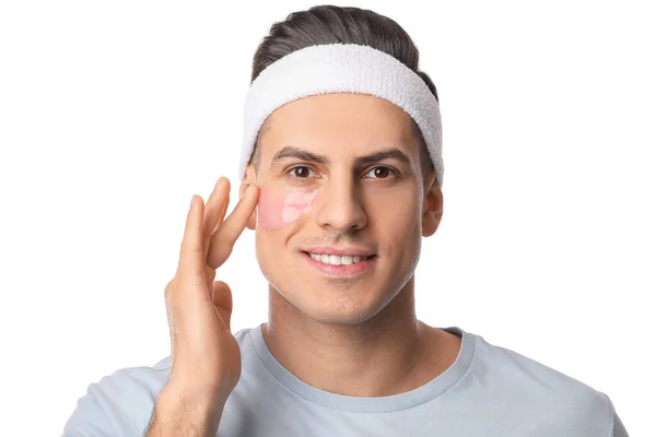 Handsome Man Eye Patches White Background — Stock Photo, Image