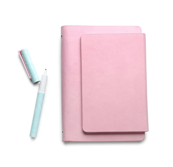 Caderno Caneta Isolados Sobre Branco — Fotografia de Stock