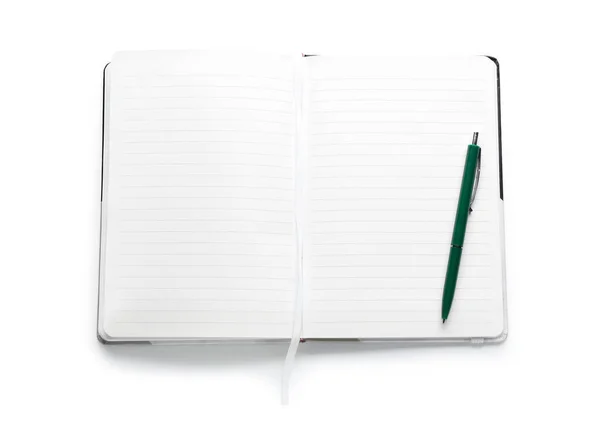 Notebook Penna Isolati Bianco — Foto Stock