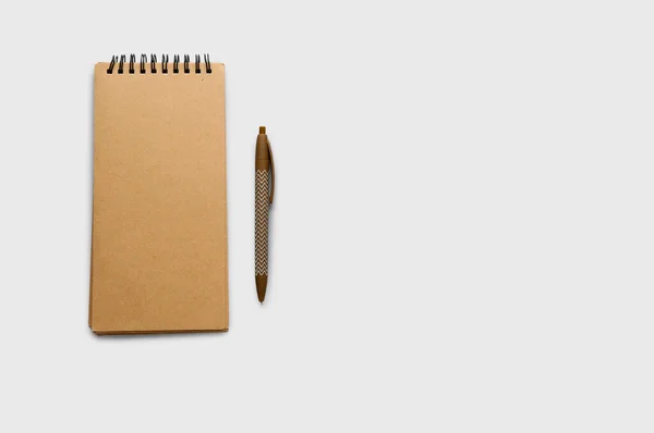 Notebook Pen Light Background — Stock Photo, Image