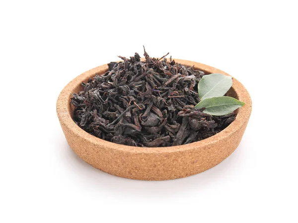 Bowl Dry Tea Leaves Isolated White — Stock Photo, Image