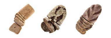 Beyaz arka planda kesme taze ekmek seti