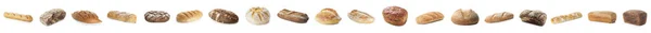 Assortiment Smakelijk Vers Brood Witte Achtergrond — Stockfoto