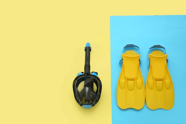 Paddles Snorkeling Mask Color Background — Stock Photo, Image