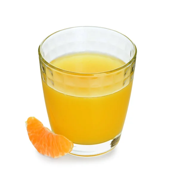 Bicchiere Delizioso Succo Mandarino Sfondo Bianco — Foto Stock