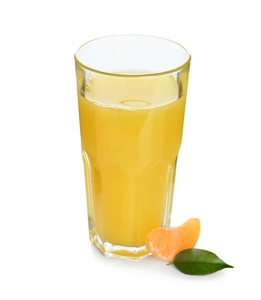 Glass Delicious Tangerine Juice White Background — ストック写真