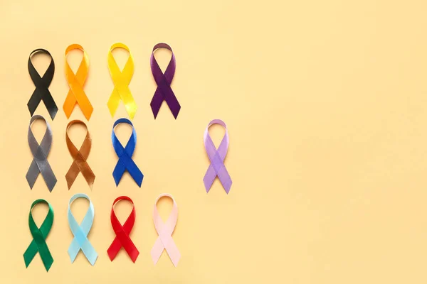 Set Awareness Ribbons Color Background World Cancer Day Concept — Stock Photo, Image