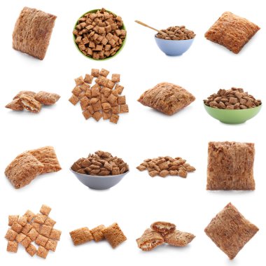 Beyaz arka planda çikolatalı mısır yastıkları.