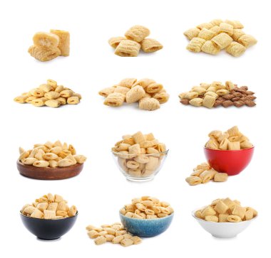 Beyaz arka planda lezzetli mısır yastıkları.