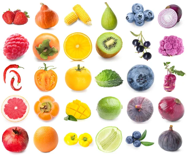 白を基調とした新鮮な果物や野菜のセット — ストック写真