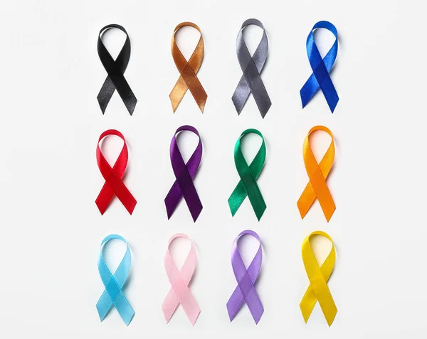 Awareness Ribbons White Background World Cancer Day — ストック写真