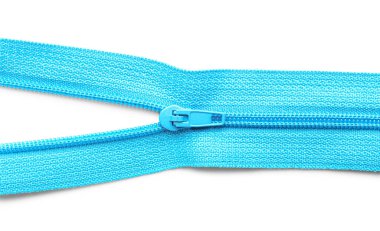 Beyaz arkaplanda şık mavi fermuar