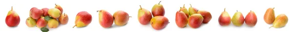 Set Ripe Pears White Background — стоковое фото