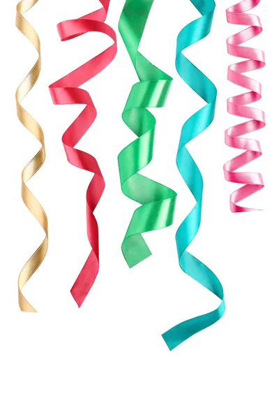 Set Beautiful Colorful Ribbons Isolated White — Foto de Stock