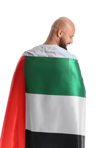 Człowiek Flagą Narodową Zea Białym Tle — Zdjęcie stockowe