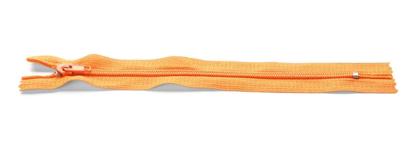 Stylish Orange Zipper White Background — Stock Photo, Image